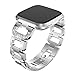 Maxjoy Compatible with Fitbit Versa Bands, Versa 2 Metal Band Large Small Diamond Rhinestone Bracelet Women Replacement Wristband Compatible with Fitbit Versa/ Versa 2/ Versa SE/ Lite Watch, Silver