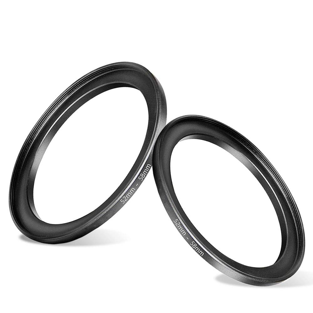 52-58(52mm Lens to 58mm Filter) Step-up Aerometal Camera Lens Filter Adapter Ring(2 Packs), Fire Rock Aviation Aluminum Alloy 52mm-58mm Step Up Ring for Filter, Hood, Lens Converter