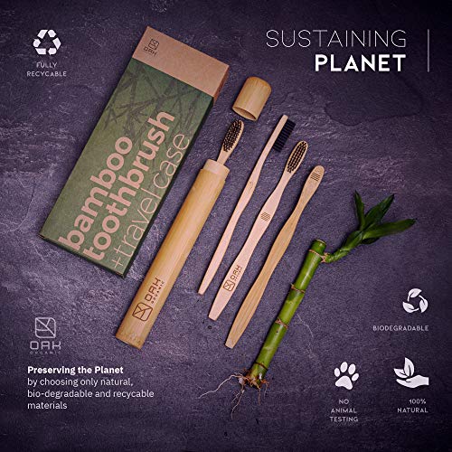 OAK ORGANIC Charcoal Toothbrush – Get Sparkling Clean Teeth – Natural Soft Bamboo Charcoal Toothbrush with Travel Case… - Image 3