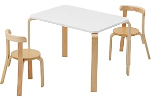 Swegrow Kids Table and 2 Chairs Set, Wooden Table and Chairs for Kids & Toddler，Kid Wooden Furniture for Playroom/Home/Kindergarten