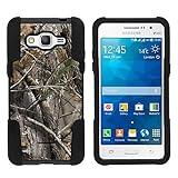 MINITURTLE NTECeaq Full Body Fusion Strike Impact Kickstand Case for Samsung Galaxy Grand Prime Bundle with Screen Protector and Stylus Pen - Tree Bark Hunter Camouflage