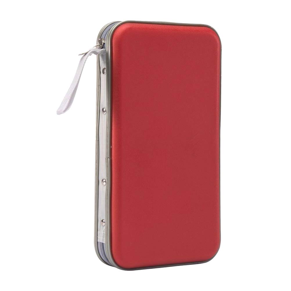 Portable Cd Wallet, Yeqoo 80 Disc DVD VCD DJ Storage Album Bag Hard Box Double side DVD storage case (Red) — image 1