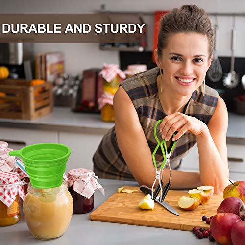 Canning Jar Lifter and Silicone Collapsible Funnel Foldable Large