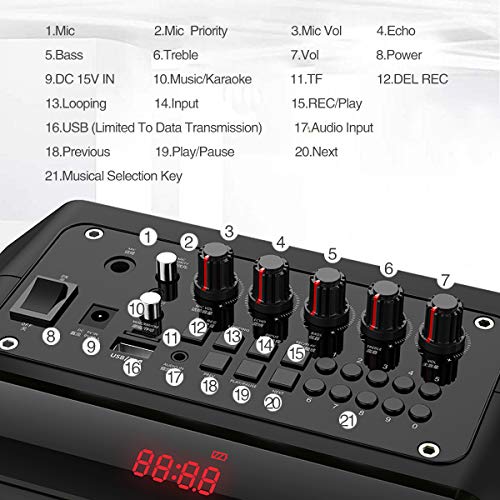 WinBridge Microphone with Speaker Pa Systems Portable with Handheld Mic Karaoke Player System Bluetooth Speaker 30W for Outdoors Active, Live Performance, Party,Teaching Black - Thumbnail 5