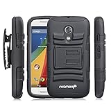 Moto G 2nd Gen Holster Case, Fosmon STURDY [Locking Swivel Belt Clip | Kickstand] Rugged Heavy Duty Shock Proof Case for Motorola Moto G 2nd Gen (Black/Black)