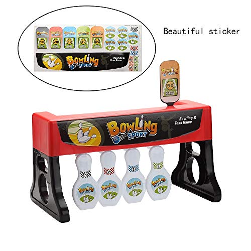 Bowling and Tossing Game for Kids - 2 in 1 Bowling Throwing Game Skittles Tossing Family Fun - Fun Indoor Carnival Game - Includes Base, Balls and Stickers - Toss and Bowling Game for Toddlers, Boys