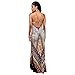 Backless Maxi Dress Black Sexy Dresses African Print Color Block Long Sleeve Tops Womens Animal XL