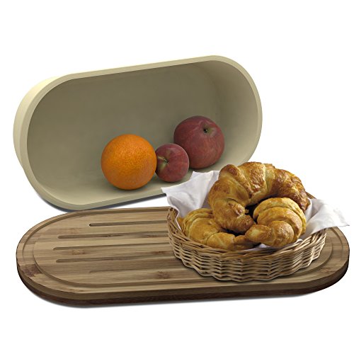 Bread Box Storage Basket | Container Bin with Bonus Bamboo Cutting Board Lid | Eco Friendly, Dishwasher Safe Breadbox for Fresh, Organized Food - Thumbnail 3