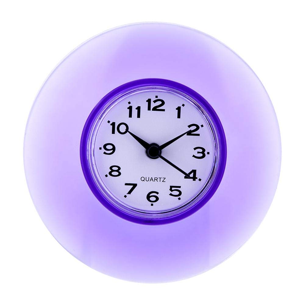 Samfox Wall Clock, Suction Wall Clock Waterproof Quartz Clocks for Bathroom Kitchen(Purple)