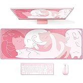 Uniqcasa Gaming Mouse Pad XL Extended Anime Mouse Pad 31.5x11.8 inch, Large Cute Kawaii Big Computer Mouse Mat Desk Pad with 