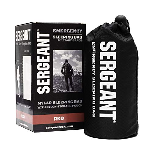 SERGEANT Emergency Sleeping Bag, Extra-Thick, Lightweight, Military Grade. Use as Emergency Bivy Sack, Survival Sleeping Bag, Mylar Emergency Blanket. Perfect for Survival Kits and Go Bags.
