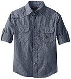 U.S. Polo Assn. Boy's Long Sleeve Chambray Sport Shirt,SF78-Blue, 10/12