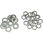KAISH 20pcs US Thread 3/8" Guitar Pots Nuts Potentiometer Hex Nut and Washers for CTS Pots &amp; Switchcraft Jacks Nickel