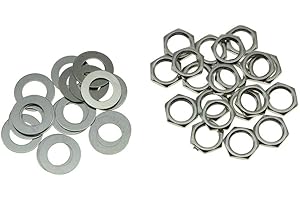 KAISH 20pcs US Thread 3/8" Guitar Pots Nuts Potentiometer Hex Nut and Washers for CTS Pots & Switchcraft Jacks Nickel