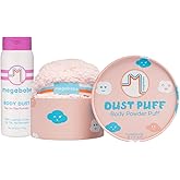 Megababe Sweat Absorbing 2-Piece Bundle - Body Dust Powder 6 oz & Dust Puff | Sweat-Absorbing, Talc-Free
