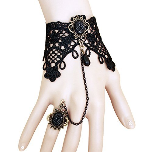 Hip mall handcraft victorian lace slave bracelet ring d…
