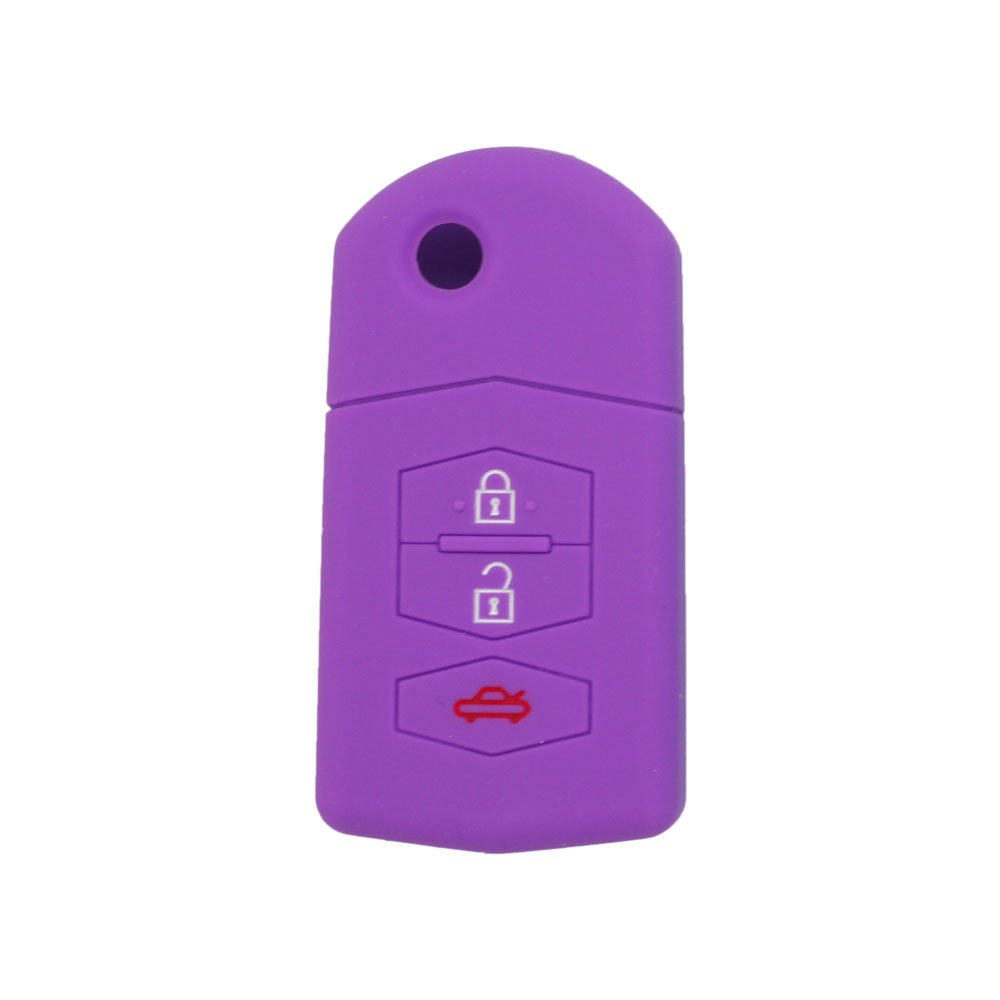 BROVACS Silicone Cover Protector Case Holder Skin Jacket Compatible with MAZDA 3 Button Flip Remote Key Fob CV9530 Purple