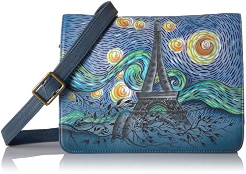 Anna by Anuschka Handpainted Leather Medium Saddle Crossbody-Love in Paris