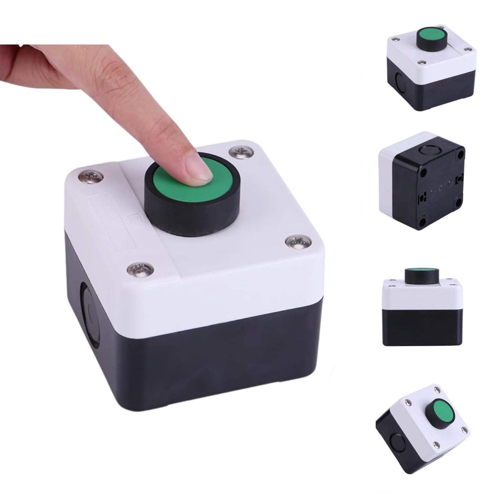 VIFERR Push Button Switch, Weatherproof Green Push Button Switch One Knob Control Box for Gate Opener Indoor Outdoor