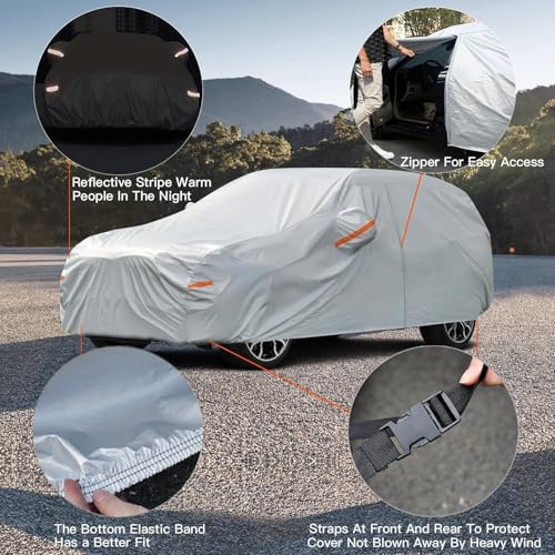 Kayme Waterproof Breathable Cover for Skoda Karoq (2017-2025) 6 Layers Full Car Cover Rain Sun Dust Scratch Protection with Reflective Strips