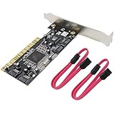 INTEFIRE 4 Ports PCI SATA Raid Controller Internal Expansion Card with 2 Sata Cables, PCI to SATA Adapter Converter for Desktop PC Support HDD SSD Sil3114 Chipset