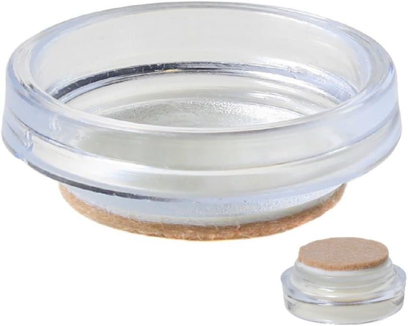 CASTOR CUPS FURNITURE FLOOR PROTECTOR GLIDES CLEAR + FELT PAD 44MM