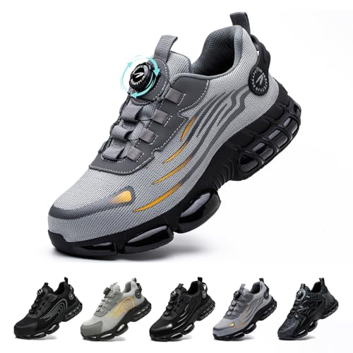 Gugifcto Safety Shoes Men Women Fashion Sneakers Non-slip Lightweight Breathable Comfortable Quick Release Safety Shoes with Steel Toe Cap 36-48 EU 36-48 EU