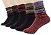 Bienvenu lady's 5 Pack KnitWinter Warm Stripe Slouch Crew Socks, Black