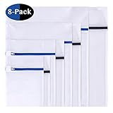 Mesh Laundry Bags, Lingerie Bags, 8 Pack (4 Sizes X 2 Mesh) Wash Bag For Delicate, Blouse, Hosiery, Bra, Underwear, Sock Washing (Fine Mesh and Coarse Mesh) With Zipper