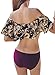 Womens Off The Shoulder Ruffle Bikini Sets Swimsuit Beachwear , Floral , Medium