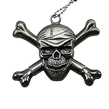 Silver Skull and Cross Bones Necklace Knife with Two Hidden Blades