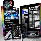 OPT7 Aura 6pc Auto Interior Lighting LED Strip Kit - Double Row - 16+ Smart-Color, Soundsync, light show patterns, and remote - Accent Underdash Footwell Floor