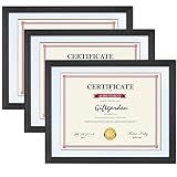 Giftgarden 8.5 x 11 Picture Frames with Mat Black Frame Set for Wall Mounting, 3 Pcs