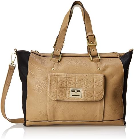 Dolce Girl Two Tone Large Convertible Tote, Black/Tan, One Size