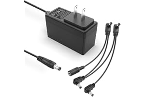 JOVNO Guitar Pedal Power Supply, 9V, 1A, BOSS PSA Adapter 9V DC Power Supply for Guitar Pedals Keyboard Pedalboard BOSS PSA, 9 Volt 1 Amp DC Power Cord Adapter【Tip Negative】&【4 Way Daisy Chain Pedal Cables】