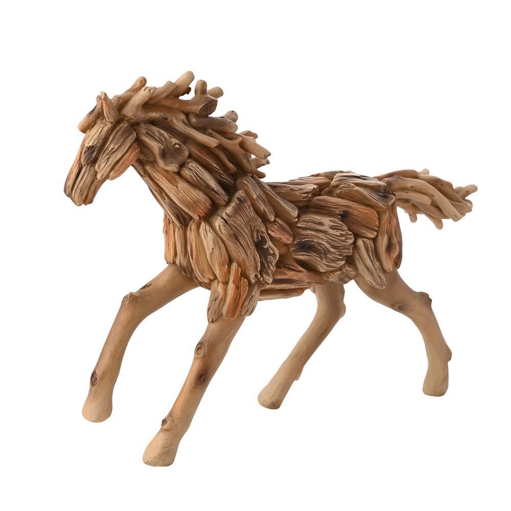 Widdop and Co. - Naturecraft - Driftwood Collection - Wood Effect Self Standing Running Horse Statue/Figurine/Decorative Ornament - Homeware For Animal Lovers & Wildlife Enthusiasts.