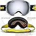 YAKAON Ski Snowboard Snow Goggles with UV Protection Anti-Fog Spherical OTG Anti-Slip Strap for Men Women