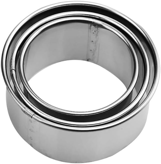 tianxiangjjeu 3Pcs Stainless Steel Round Baking Mold Dumpling Packaging Press Mould L