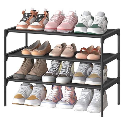 SONGMICS Zapatero de 3 Niveles, Almacenamiento de Calzado, Estantería de Zapatos, 29.7 x 62.3 x 53.5 cm, Negro Tinta MLSH023BH01