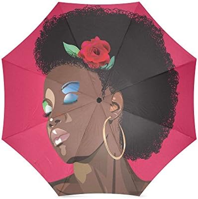 Beautiful and Sexy African Woman art Folding Rain /Sun Umbrella Travel Umbrella Anti-UV