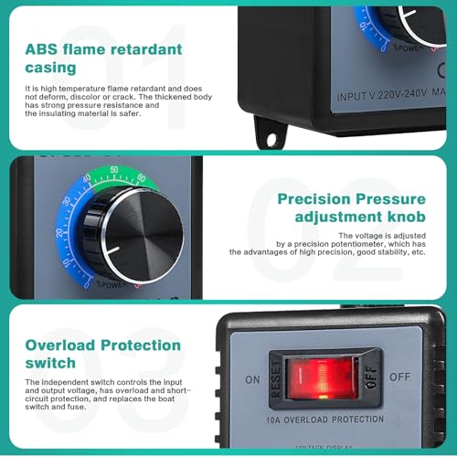 Ailao Speed Controller 220V Motor Speed Controller 220V Use for Angle Grinder/Hand Drill Blower/Circular Saws Voltage Regulator Power of 4KW