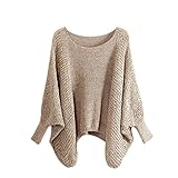JiTM Women's Loose Fit Bat Sleeve Cover-Ups Sweaters Beige