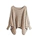 JiTM Women's Loose Fit Bat Sleeve Cover-Ups Sweaters Beige