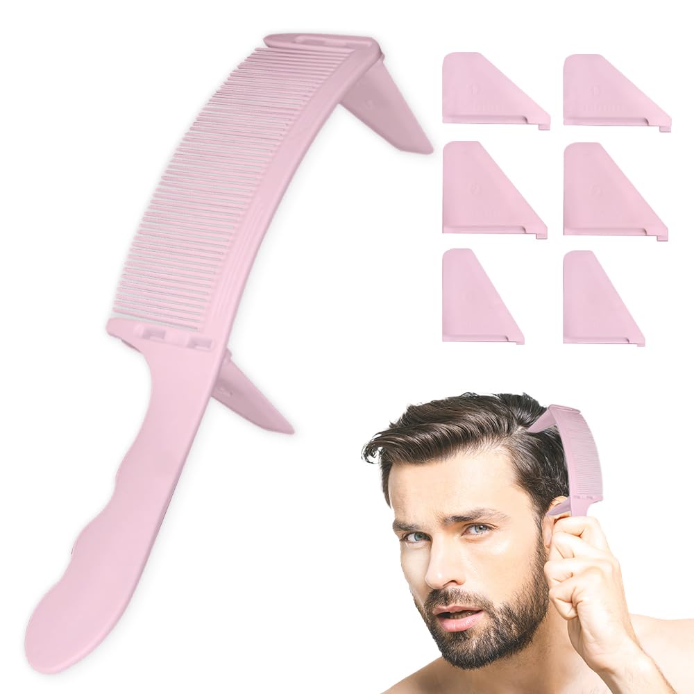 プロ仕様 ヘアカット コーム セルフカット 刈り上げ バリカン 自分で髪を切る道具 散髪セット 理髪 子供 レディース トリマー もみあげ 0.5mm 調節 長さ(ピンク)商品画像