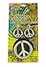 Hippie Peace Sign Necklace and Earrings One-Size in Silver