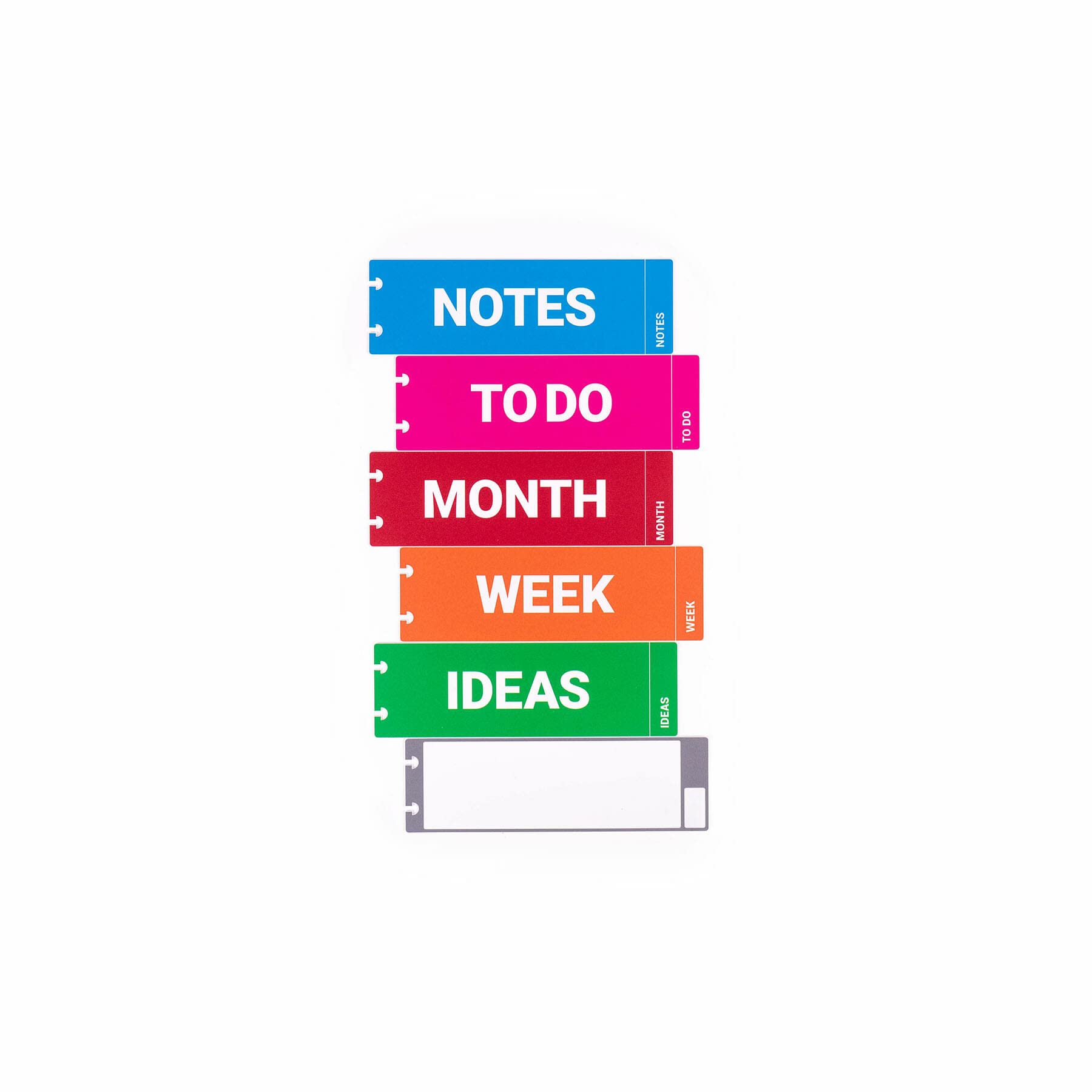Modubooq - 6 colored tabs for discbound notebooks - To do, Notes, ideas, week, month tab dividers - for A5 notebook