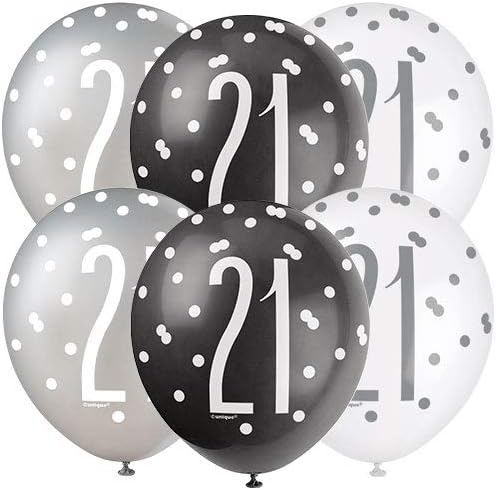 Stunning Birthday Black Glitz Number 21 Latex Balloons (30cm) - Perfect for Memorable Milestone Party Decor - 6ct - Image 3