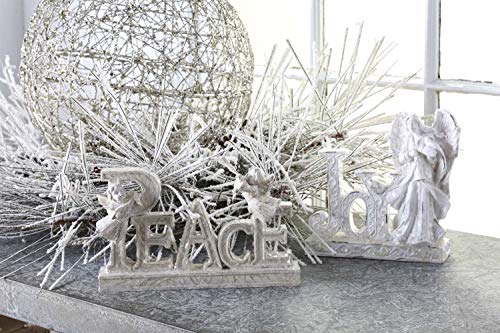 K&K Interiors 51370A 7 Inch White Glitter Joy With Angel Tabletop Sign