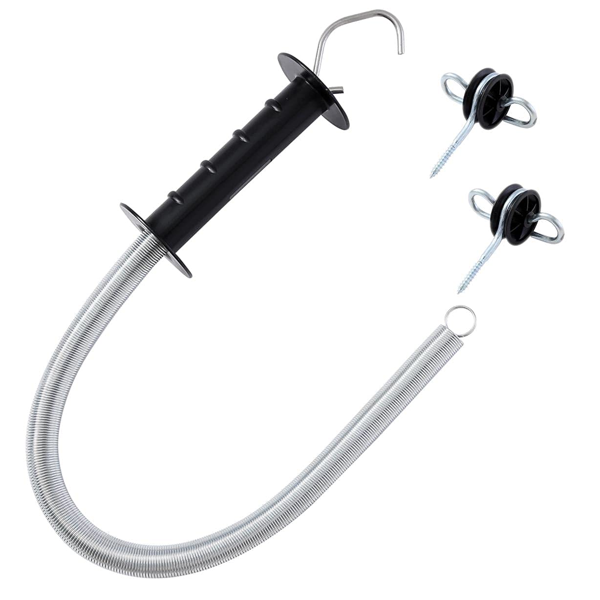 KATSU Electric Fence Spring Gate Kit with Spring Tension and Double Hook Gate Handle Insulators for Field Guardian Fencing Pasture Gates 667312