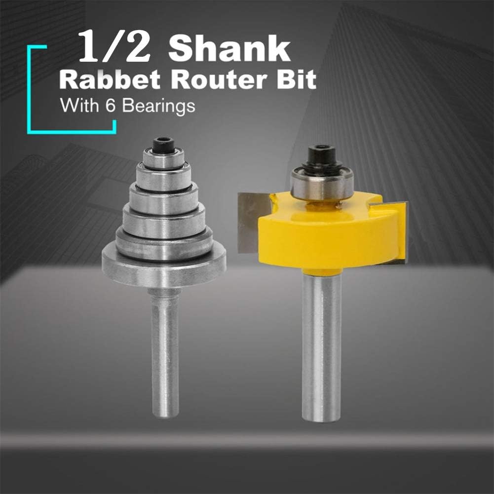 1/2 Inch Shank Rabbet Router Bit with 7 Bearings Set， Multi Rabbet